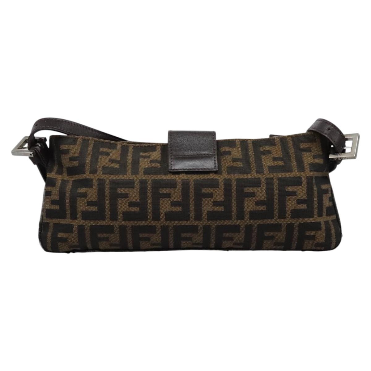 FENDI Zucca Canvas Mamma Baguette Shoulder Bag Brown Black 114484