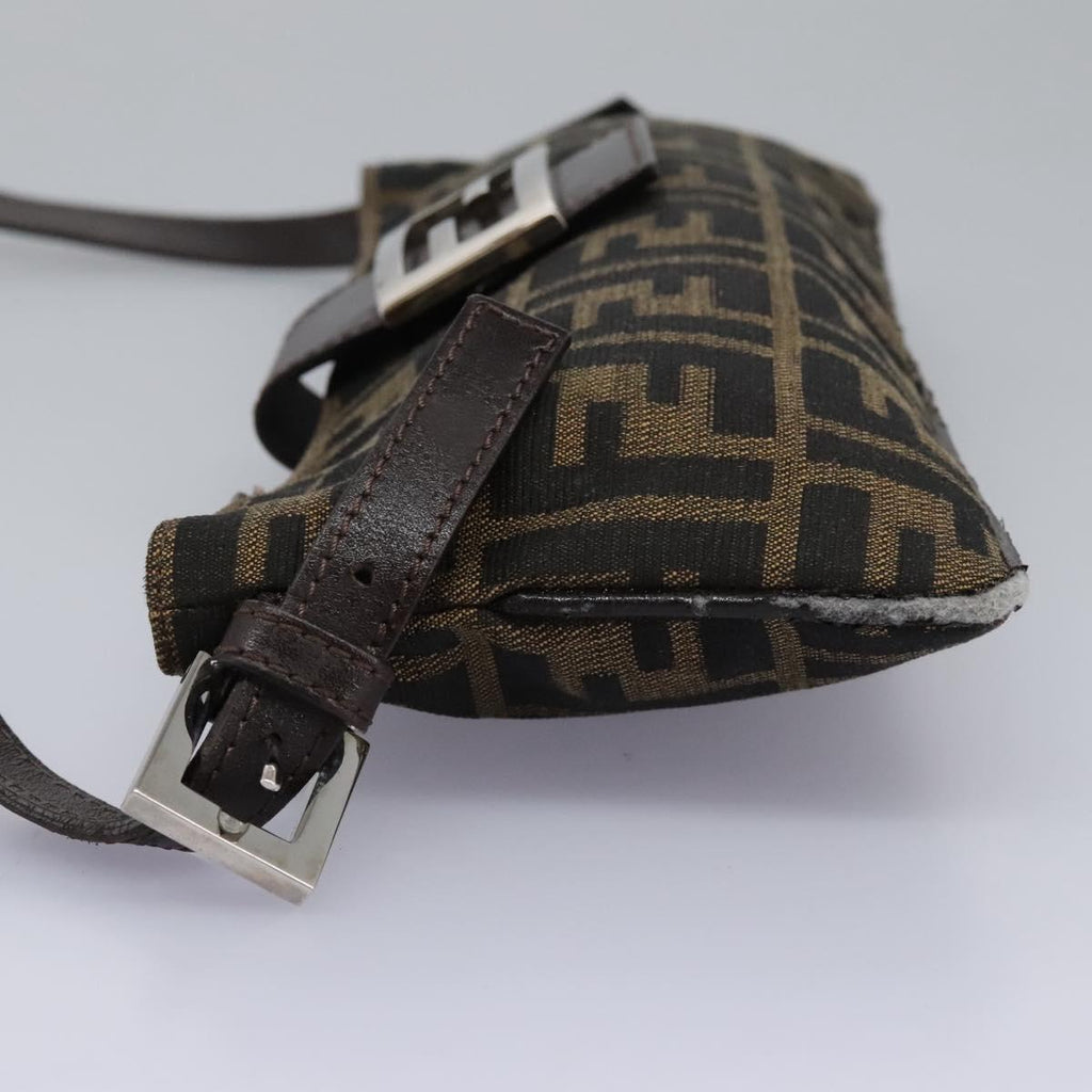 FENDI Zucca Canvas Mamma Baguette Shoulder Bag Brown Black 114484