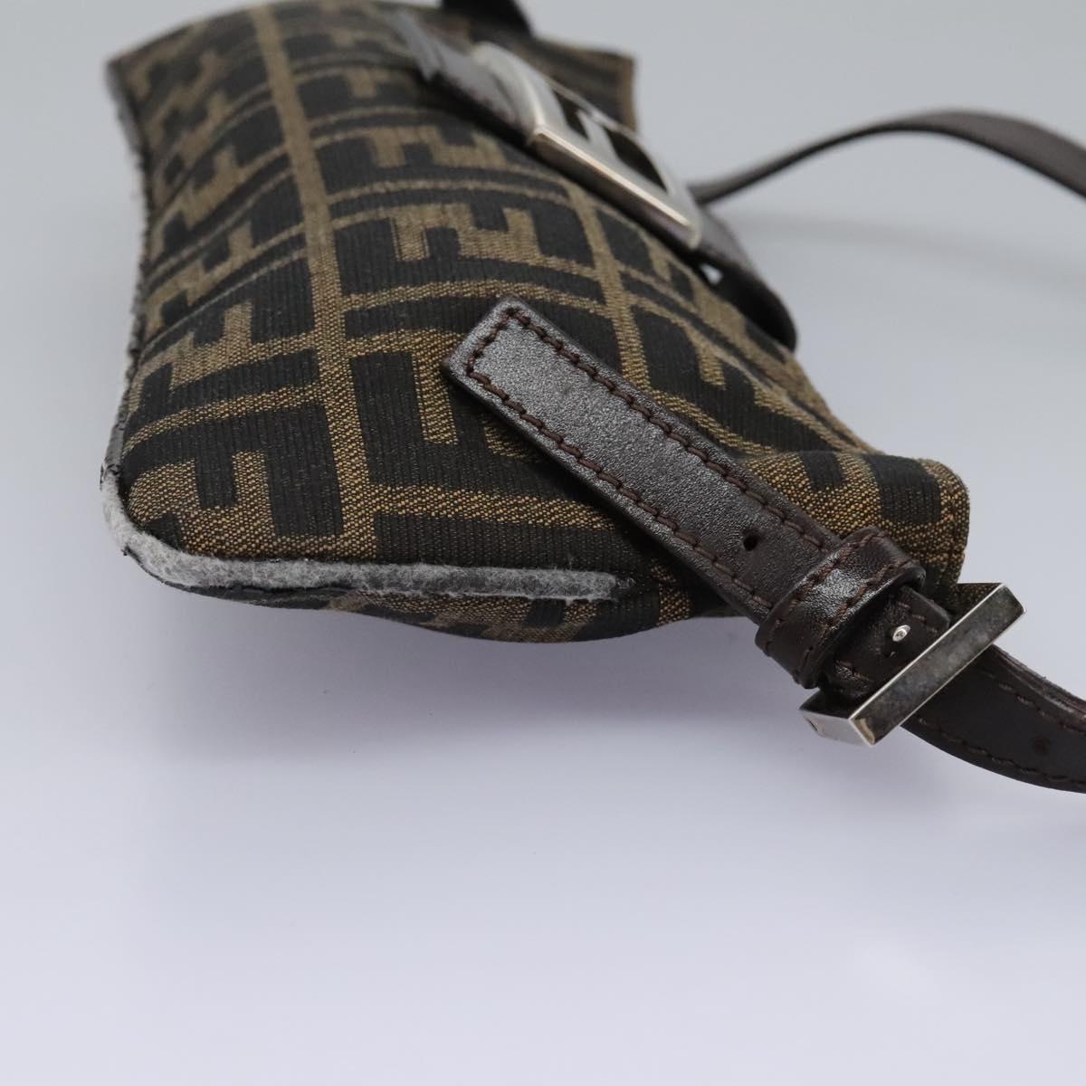 FENDI Zucca Canvas Mamma Baguette Shoulder Bag Brown Black 114484