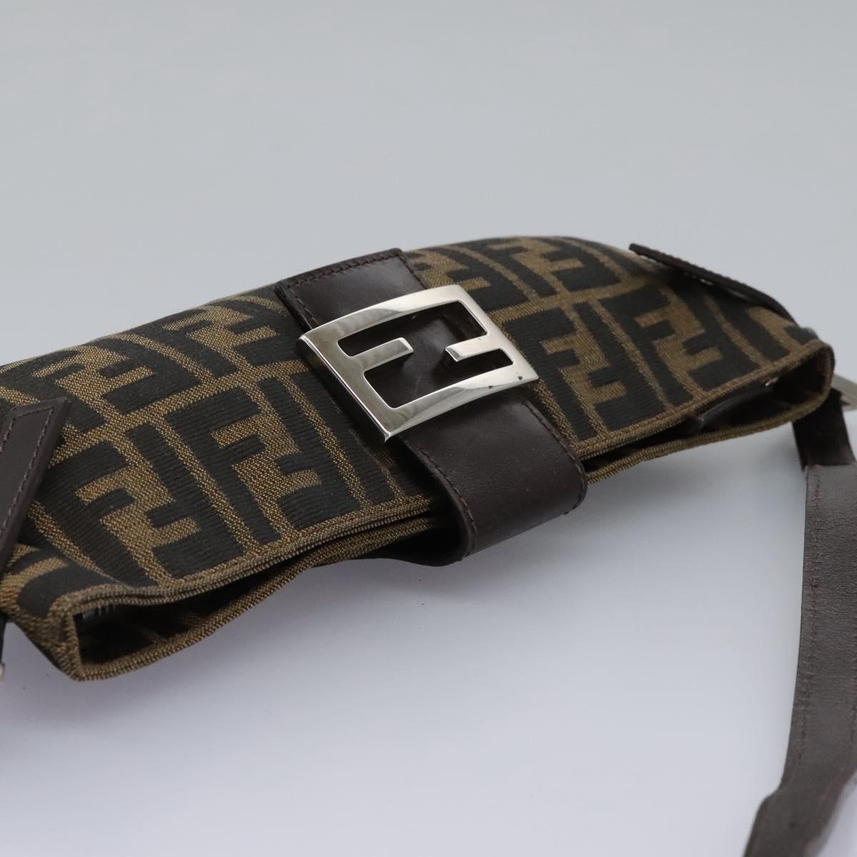 FENDI Zucca Canvas Mamma Baguette Shoulder Bag Brown Black 114484