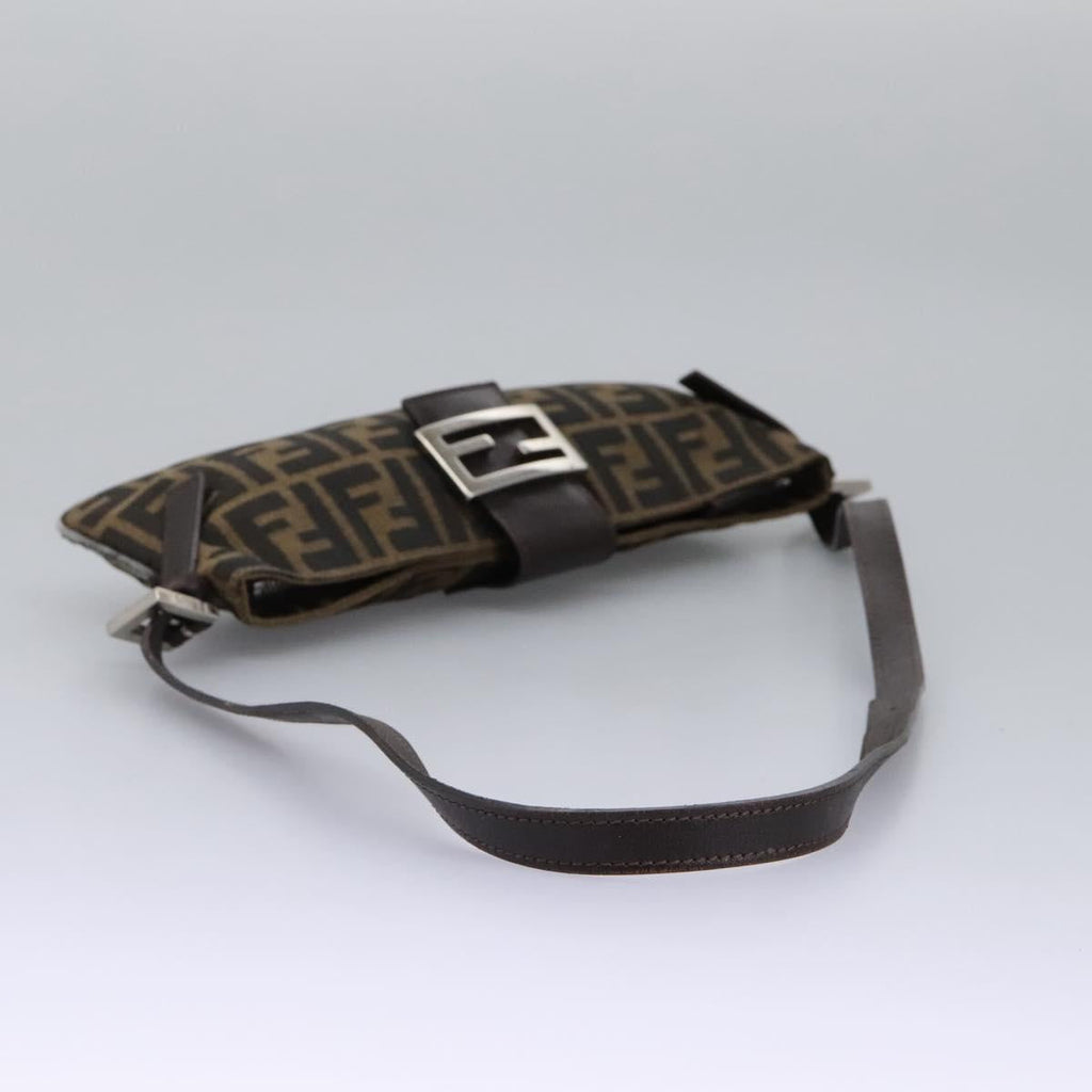 FENDI Zucca Canvas Mamma Baguette Shoulder Bag Brown Black 114484