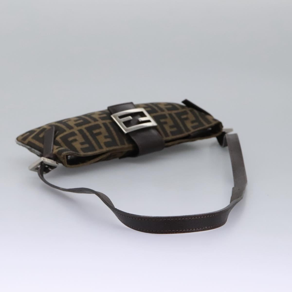 FENDI Zucca Canvas Mamma Baguette Shoulder Bag Brown Black 114484