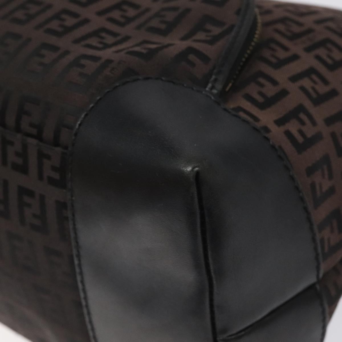 FENDI Zucchino Canvas Shoulder Bag Black 114485