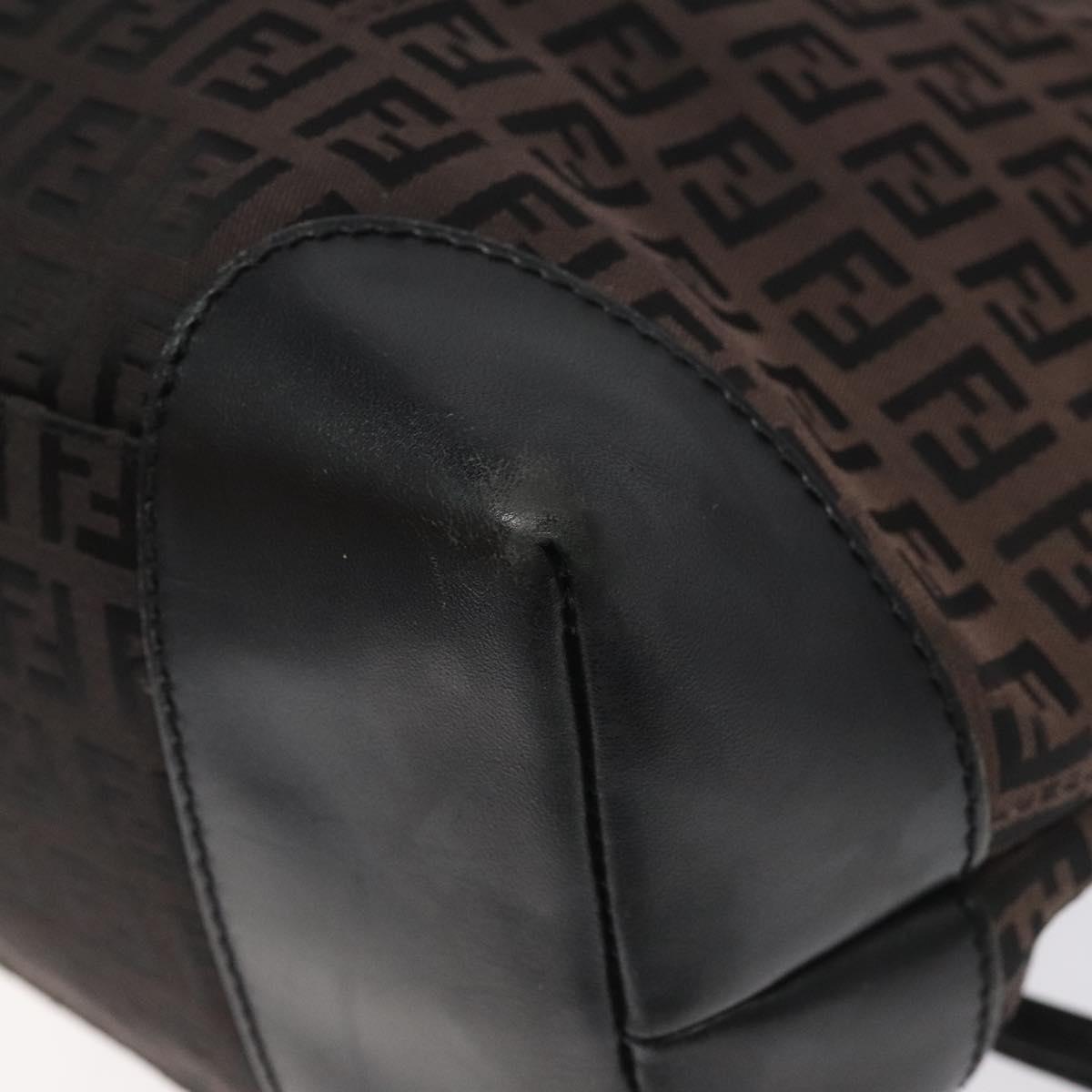 FENDI Zucchino Canvas Shoulder Bag Black 114485