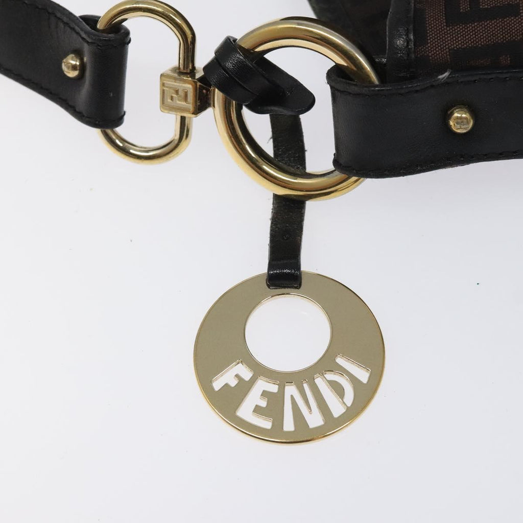 FENDI Zucchino Canvas Shoulder Bag Black 114485