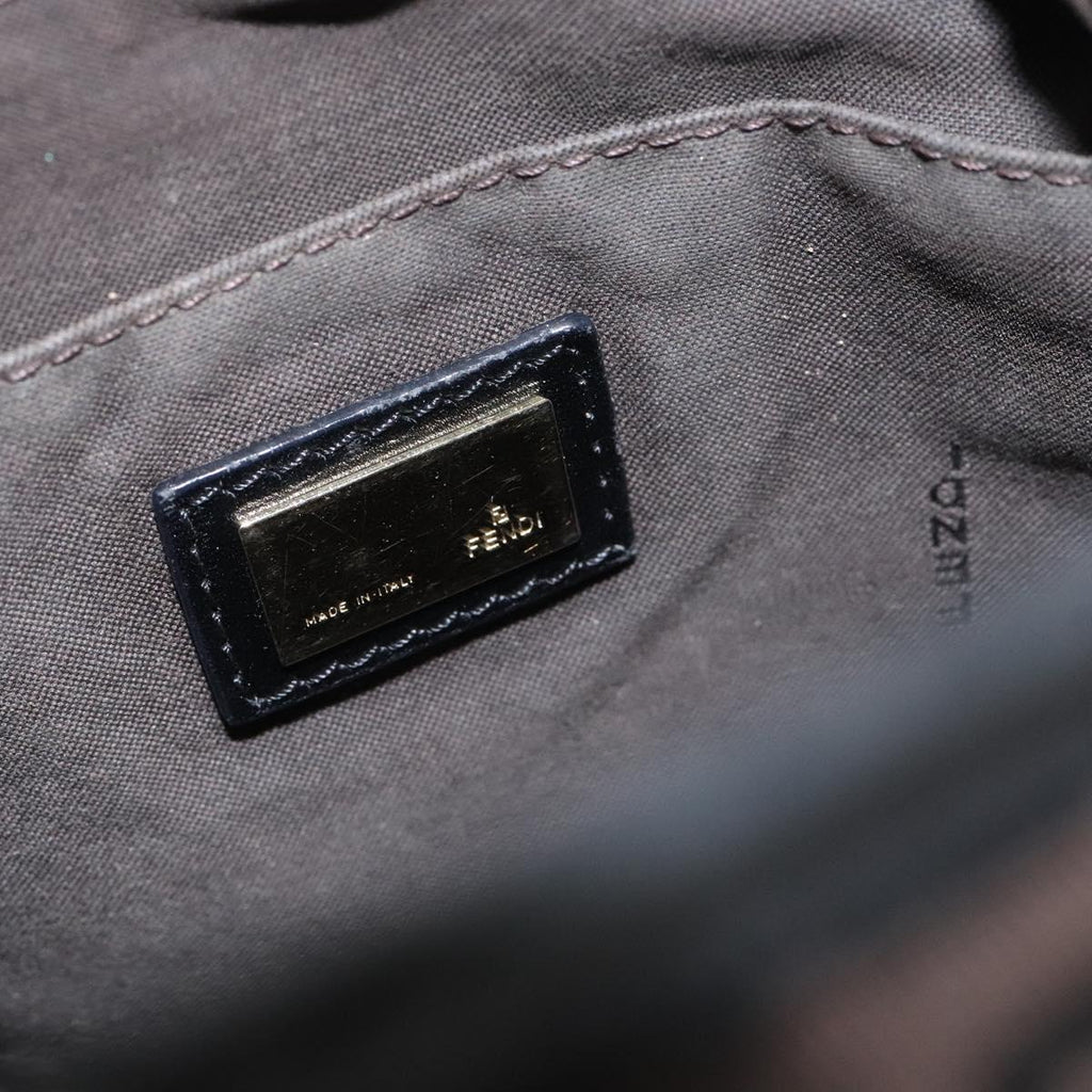 FENDI Zucchino Canvas Shoulder Bag Black 114485
