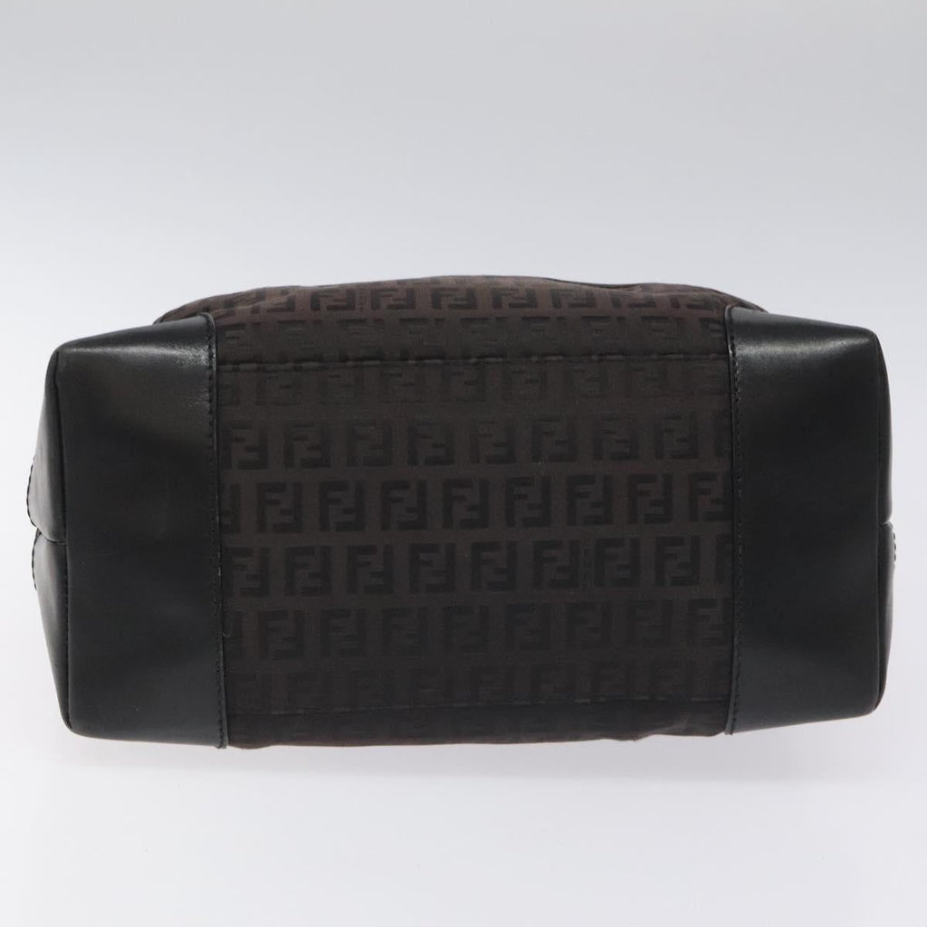 FENDI Zucchino Canvas Shoulder Bag Black 114485
