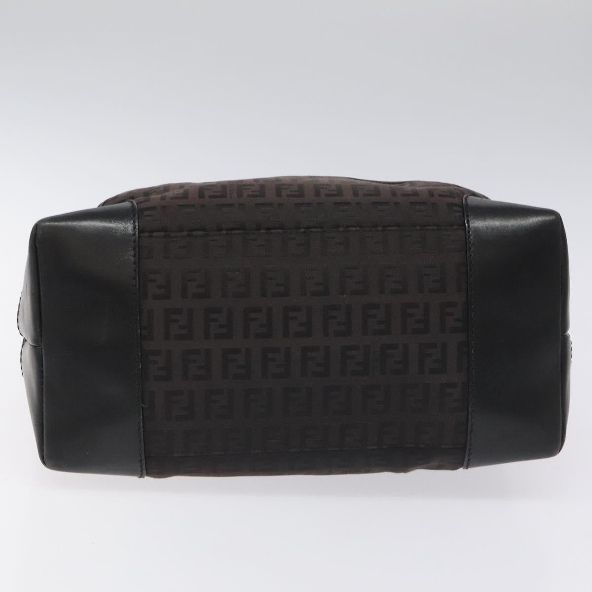 FENDI Zucchino Canvas Shoulder Bag Black 114485