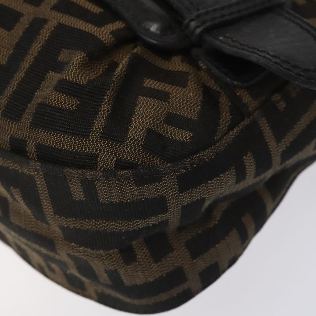 FENDI Zucca Canvas Shoulder Bag Brown Black 114514
