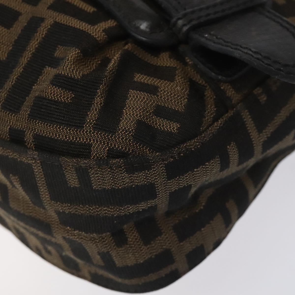 FENDI Zucca Canvas Shoulder Bag Brown Black 114514