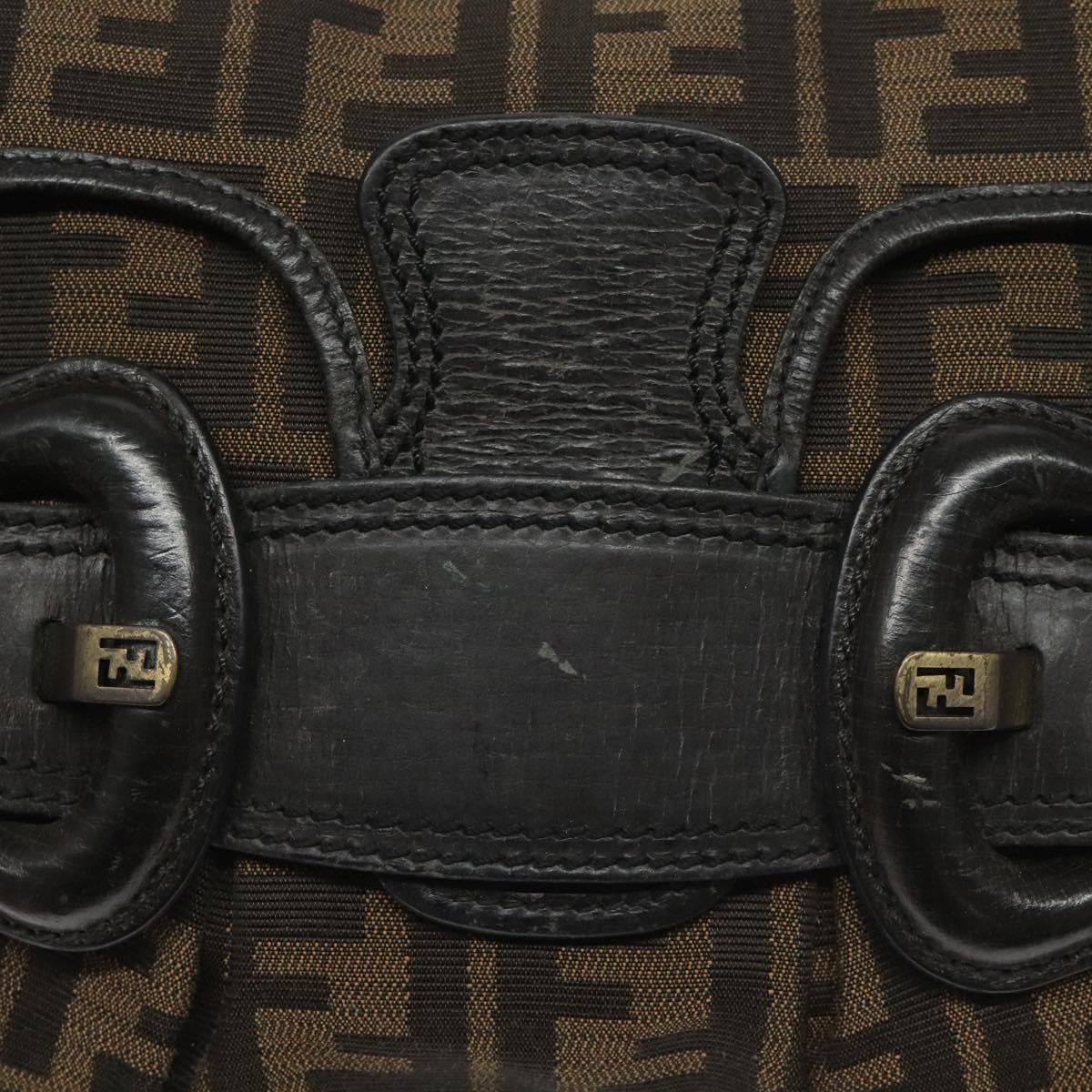 FENDI Zucca Canvas Shoulder Bag Brown Black 114514