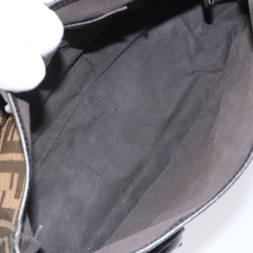 FENDI Zucca Canvas Shoulder Bag Brown Black 114514