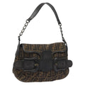 FENDI Zucca Canvas Shoulder Bag Brown Black 114514