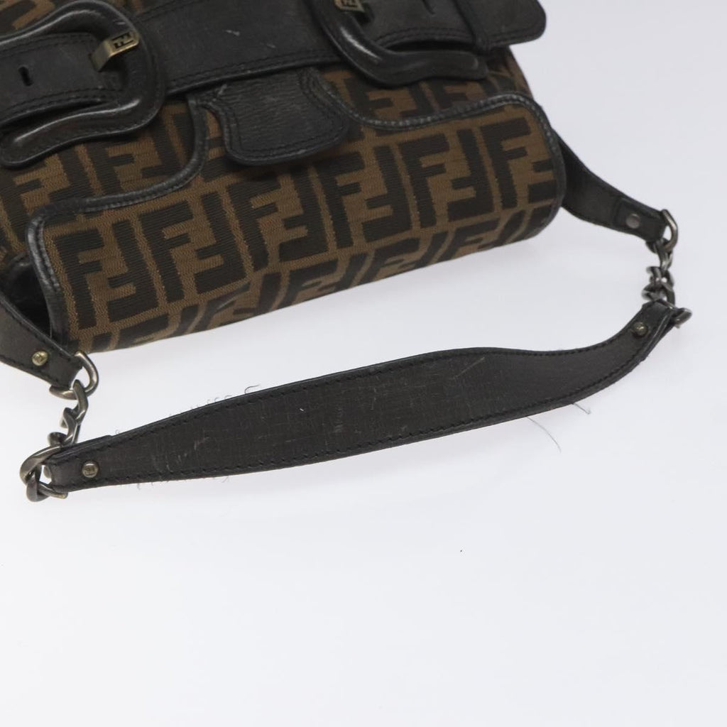 FENDI Zucca Canvas Shoulder Bag Brown Black 114514