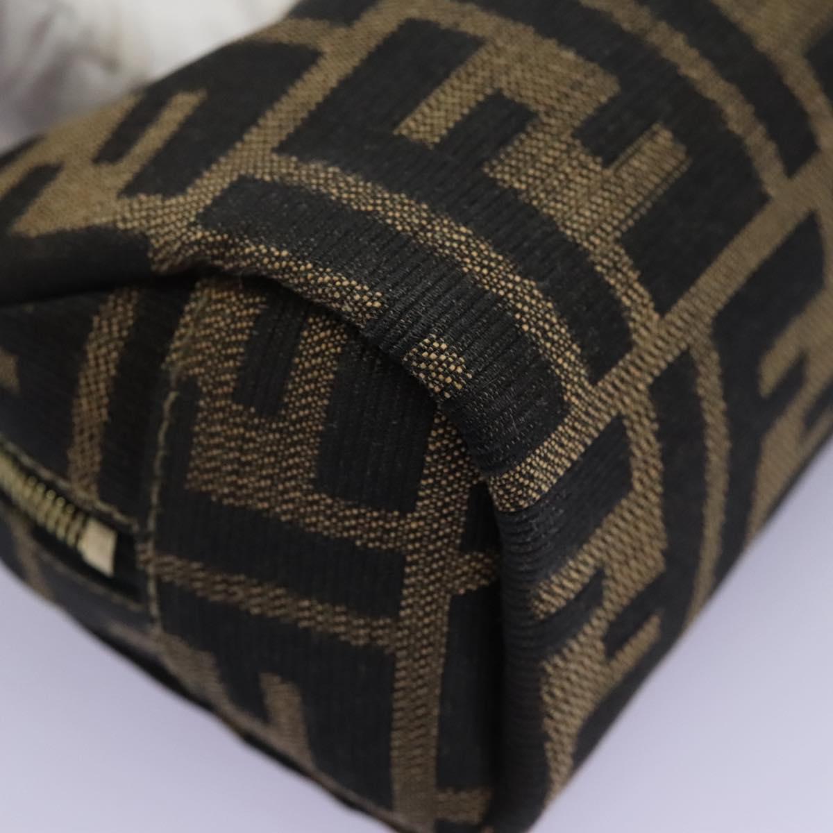 FENDI Zucca Canvas Pouch Brown Black 114599