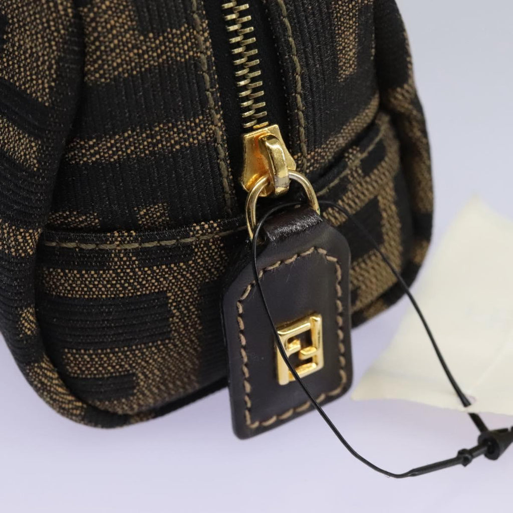 FENDI Zucca Canvas Pouch Brown Black 114599