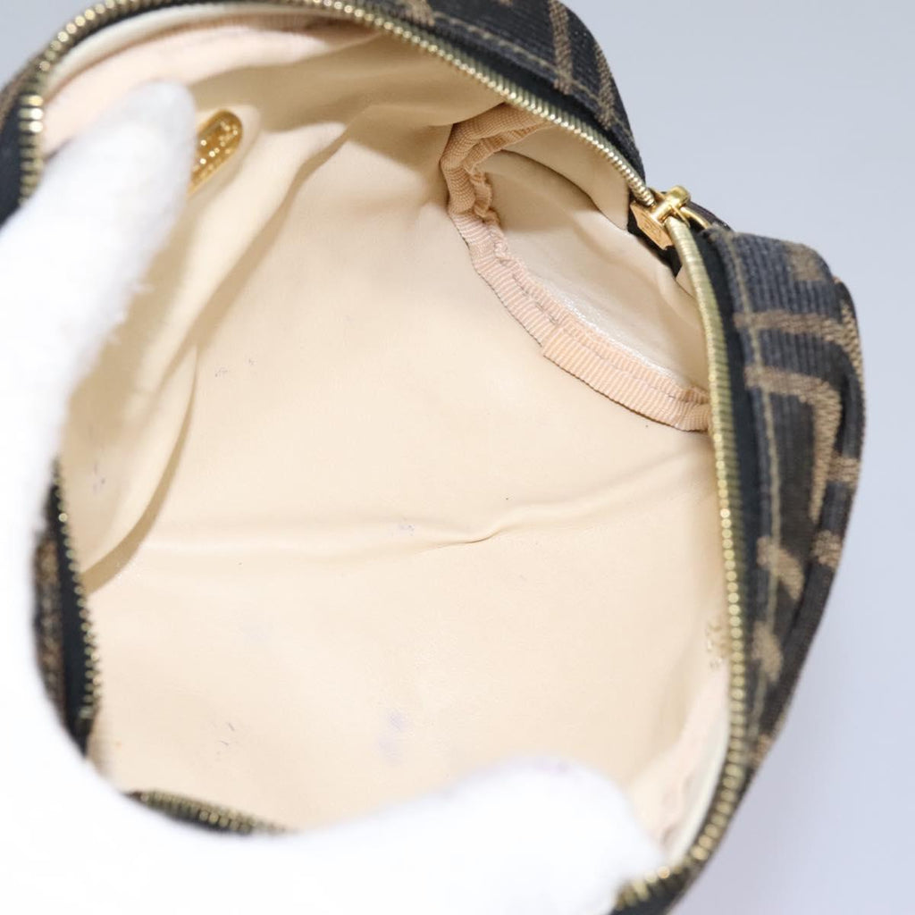 FENDI Zucca Canvas Pouch Brown Black 114599