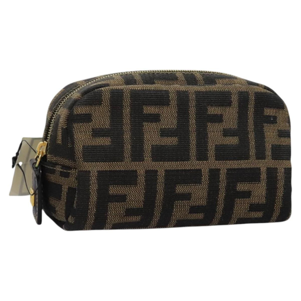 FENDI Zucca Canvas Pouch Brown Black 114599