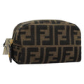 FENDI Zucca Canvas Pouch Brown Black 114599
