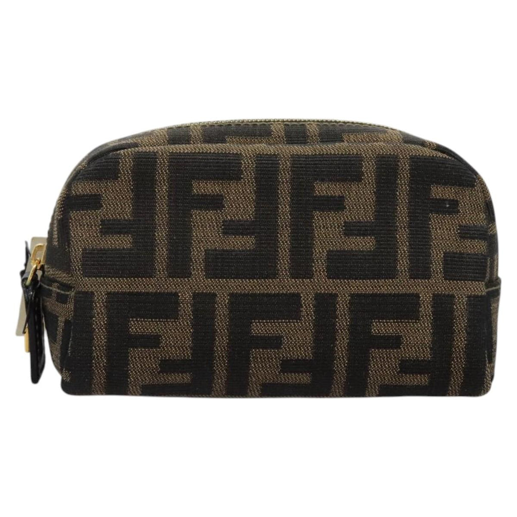 FENDI Zucca Canvas Pouch Brown Black 114599
