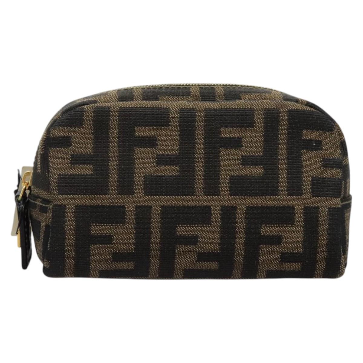 FENDI Zucca Canvas Pouch Brown Black 114599