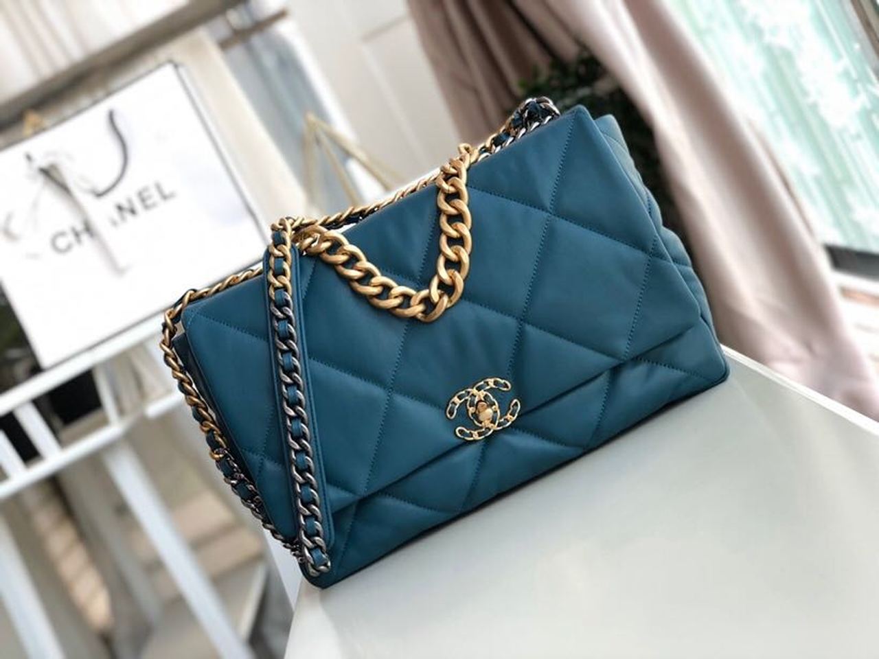 CHL 19 Maxi Handbag Teal For Women, Women’s Bags, Shoulder And Crossbody Bags 14in/36cm AS1162