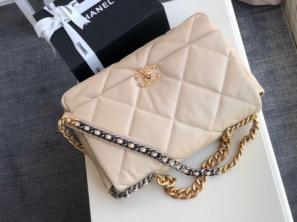 CHL 19 Maxi HandBag Beige For Women 14in/36cm