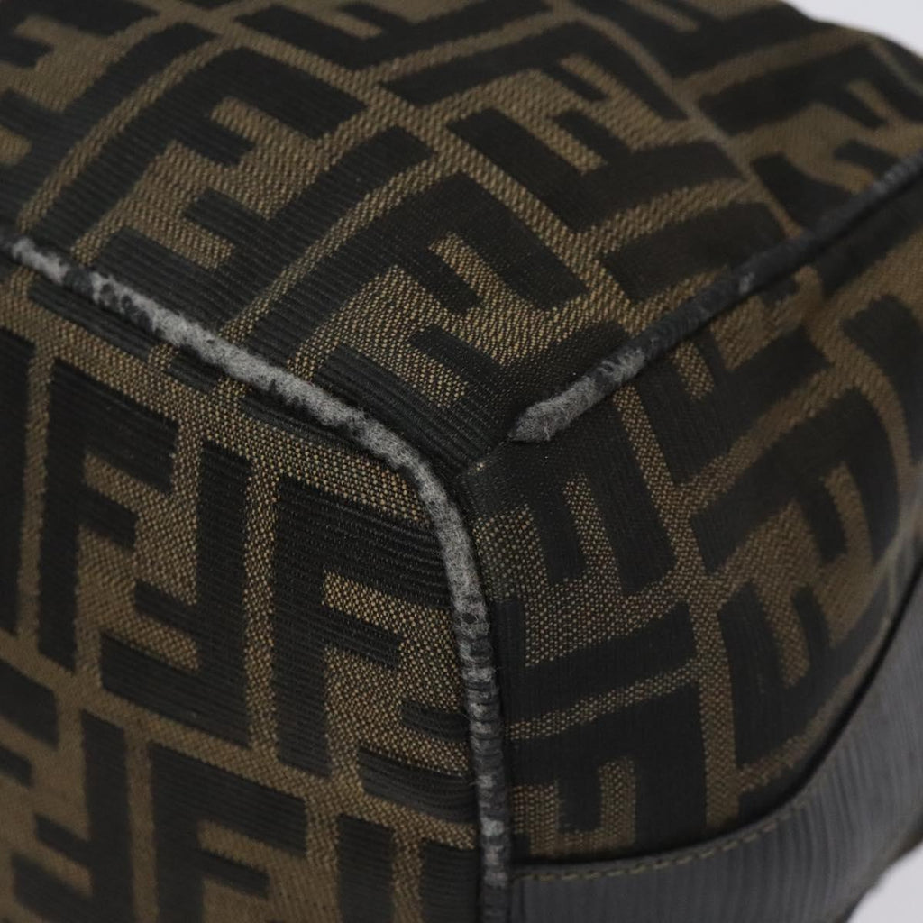 FENDI Zucca Canvas Vanity Hand Bag Brown Black 115424
