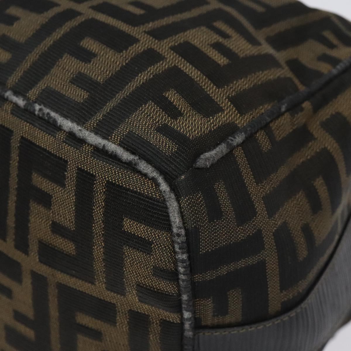 FENDI Zucca Canvas Vanity Hand Bag Brown Black 115424
