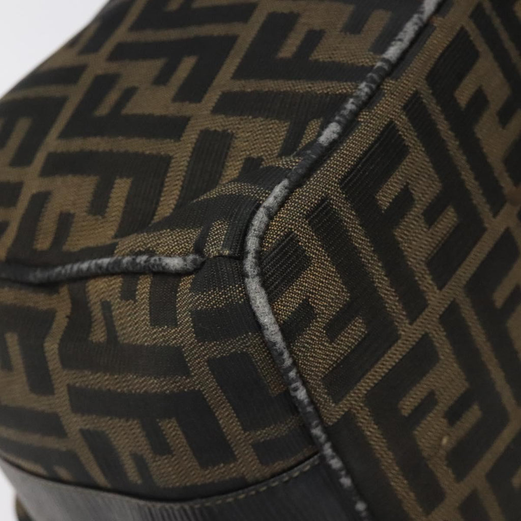 FENDI Zucca Canvas Vanity Hand Bag Brown Black 115424