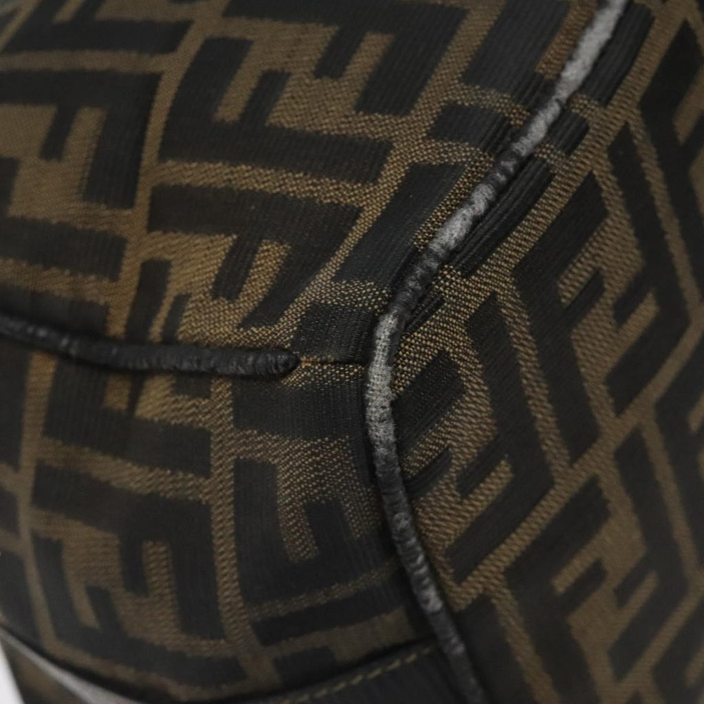 FENDI Zucca Canvas Vanity Hand Bag Brown Black 115424