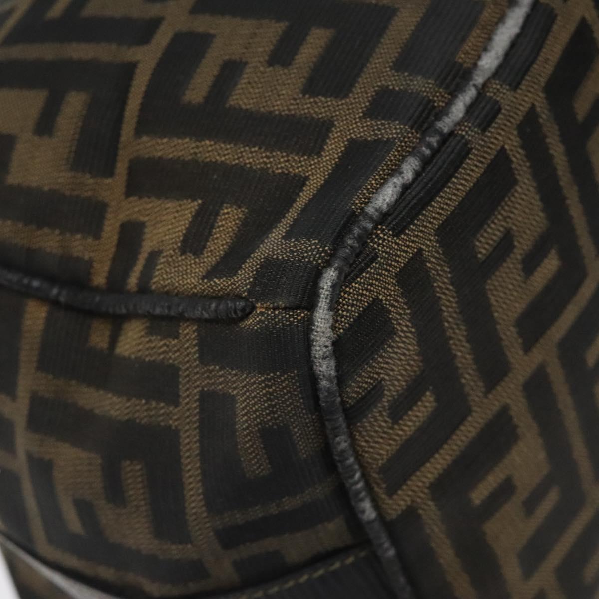 FENDI Zucca Canvas Vanity Hand Bag Brown Black 115424