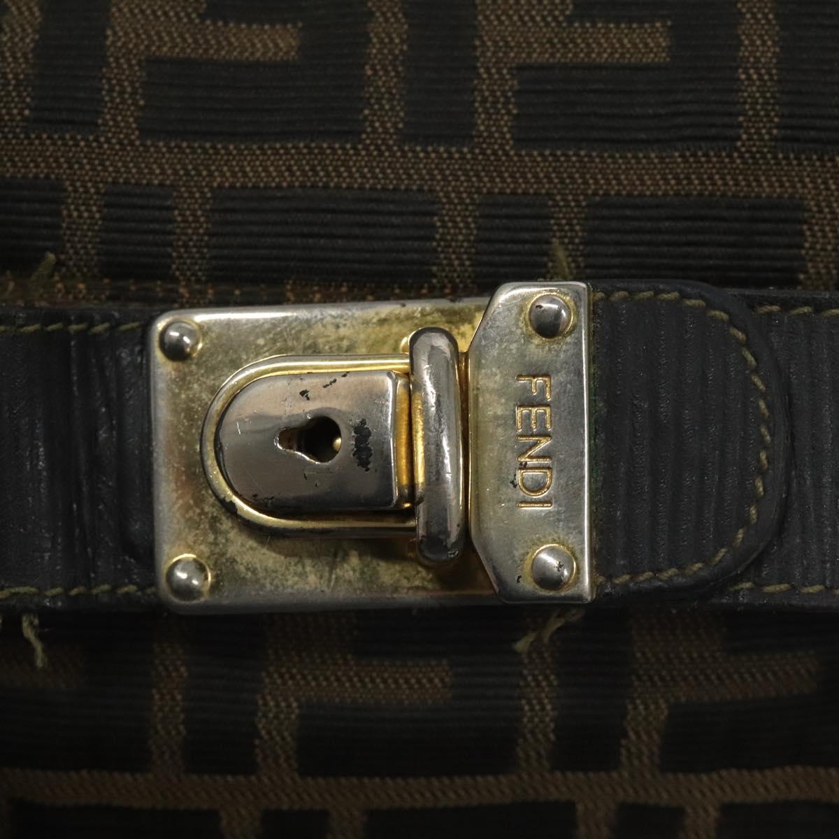 FENDI Zucca Canvas Vanity Hand Bag Brown Black 115424