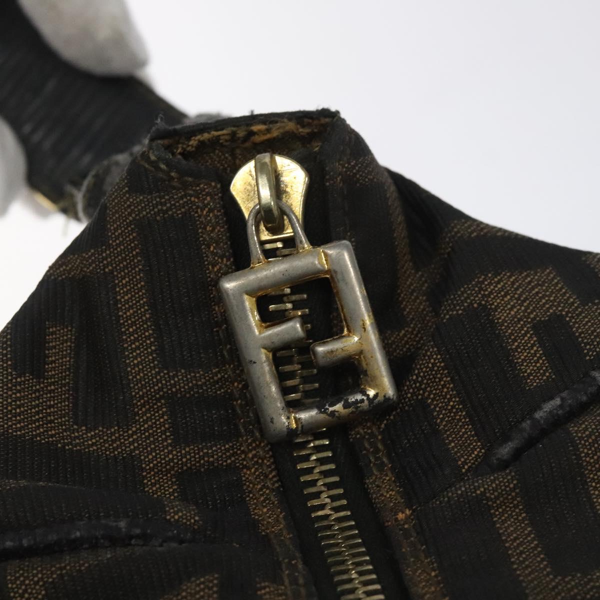 FENDI Zucca Canvas Vanity Hand Bag Brown Black 115424