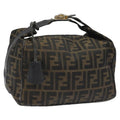 FENDI Zucca Canvas Vanity Hand Bag Brown Black 115424