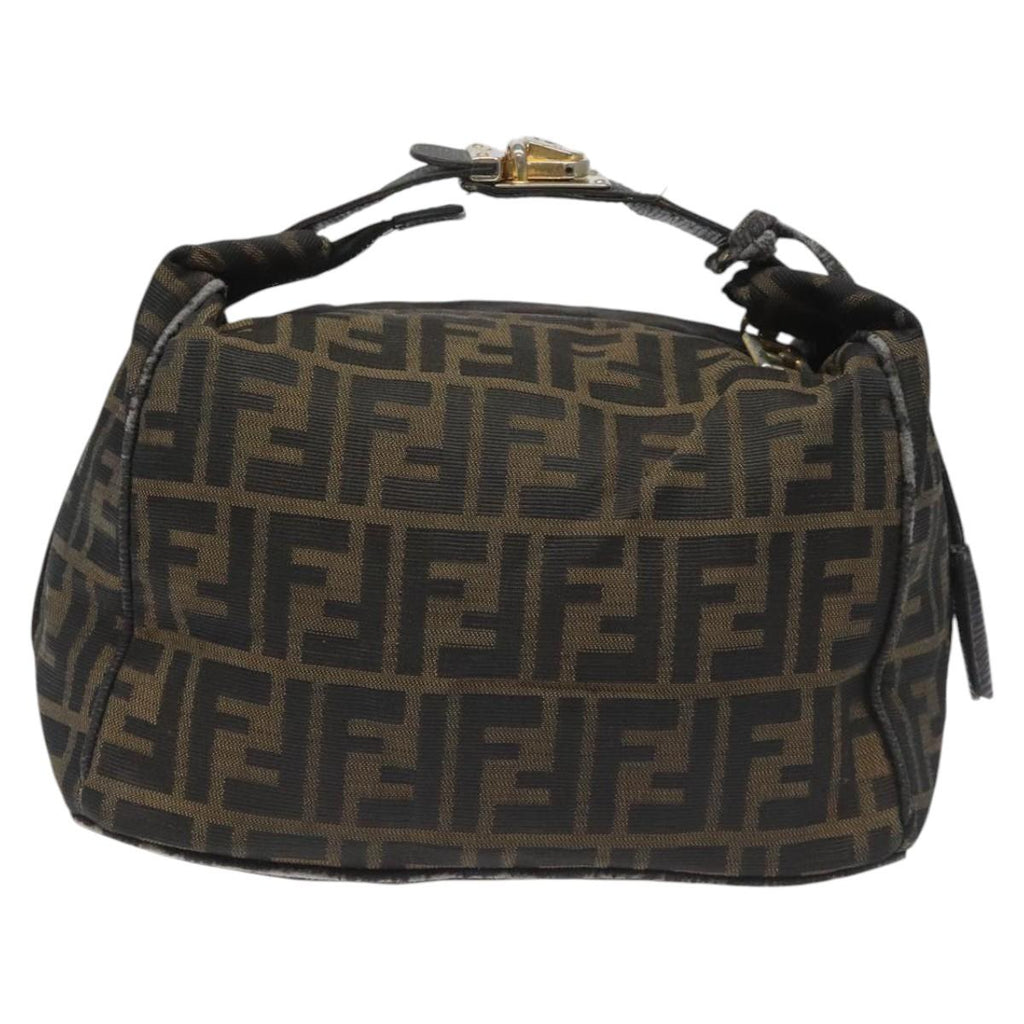 FENDI Zucca Canvas Vanity Hand Bag Brown Black 115424