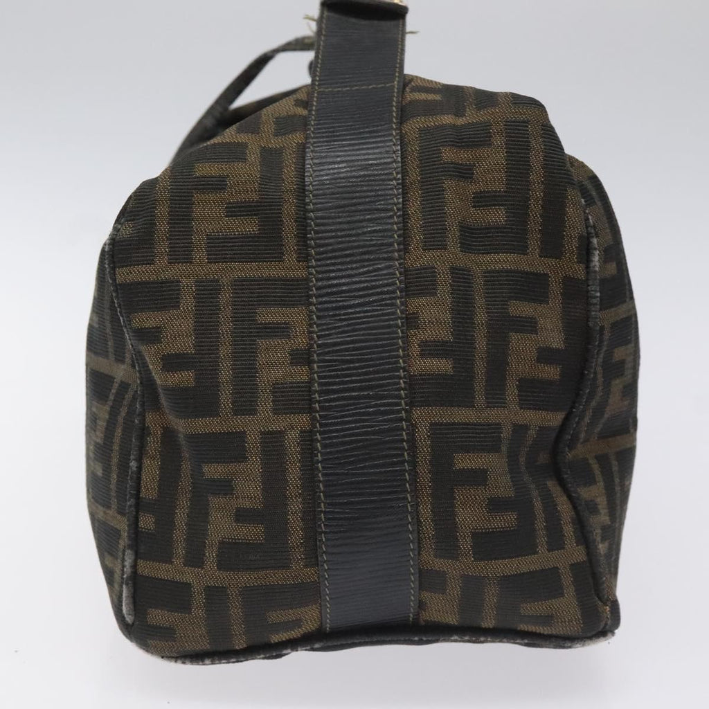 FENDI Zucca Canvas Vanity Hand Bag Brown Black 115424