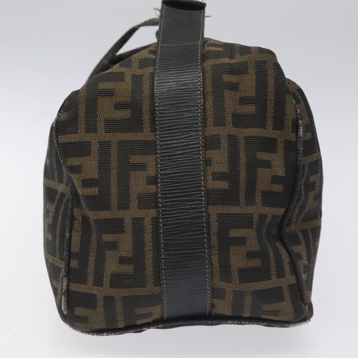 FENDI Zucca Canvas Vanity Hand Bag Brown Black 115424