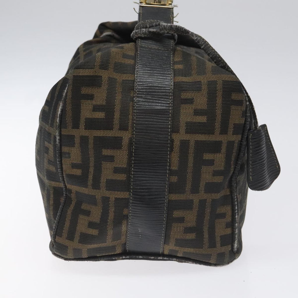 FENDI Zucca Canvas Vanity Hand Bag Brown Black 115424