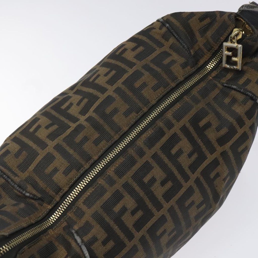 FENDI Zucca Canvas Vanity Hand Bag Brown Black 115424