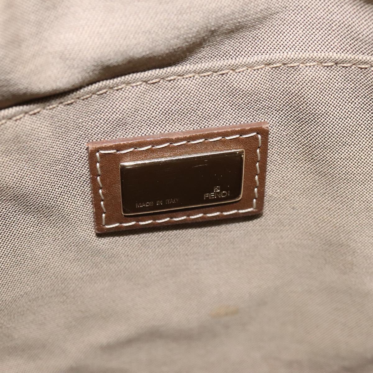 FENDI Zucchino Canvas Hand Bag Brown Beige Silver 115510
