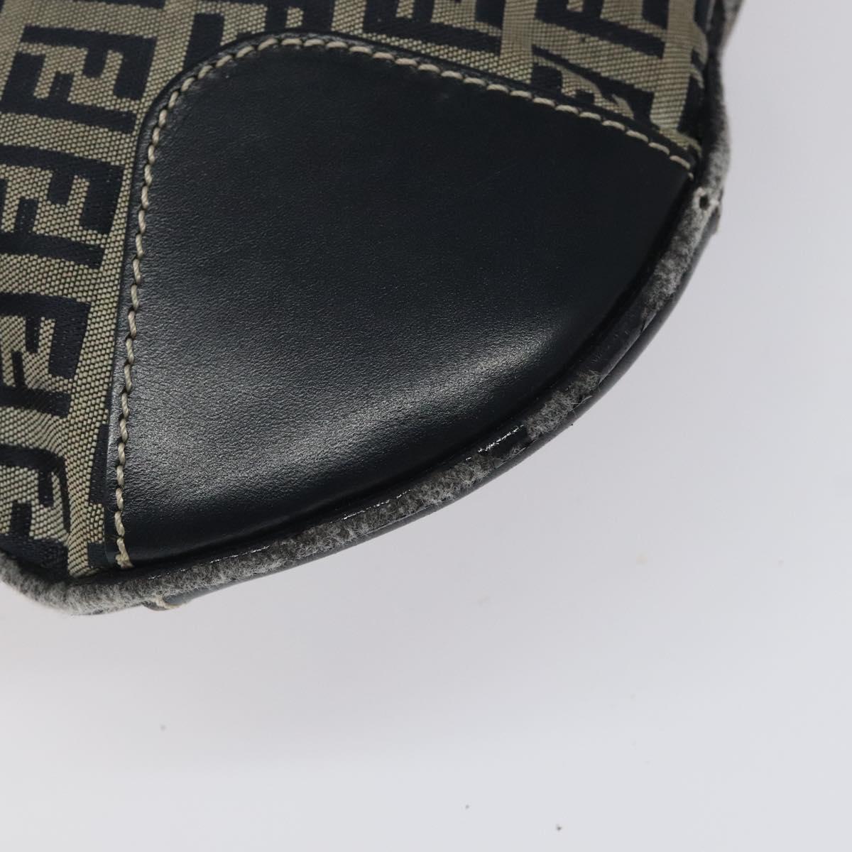 FENDI Zucchino Canvas Hand Bag Navy Silver 115520