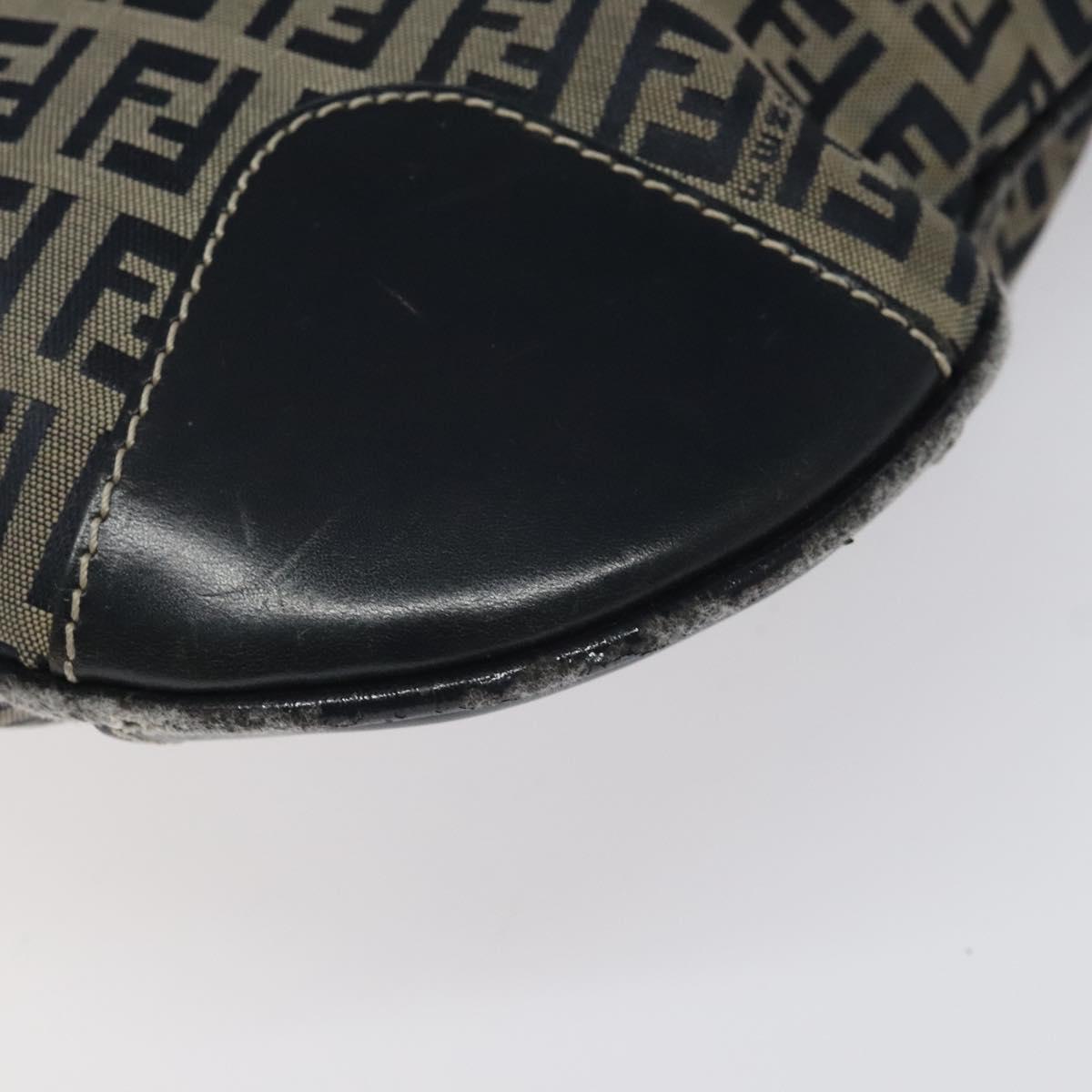 FENDI Zucchino Canvas Hand Bag Navy Silver 115520