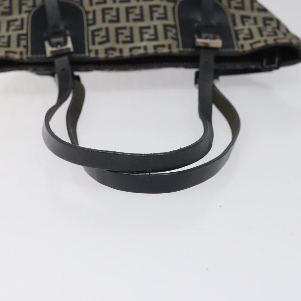 FENDI Zucchino Canvas Hand Bag Navy Silver 115520