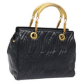 FENDI Hand Bag Leather metal Navy Gold 115547