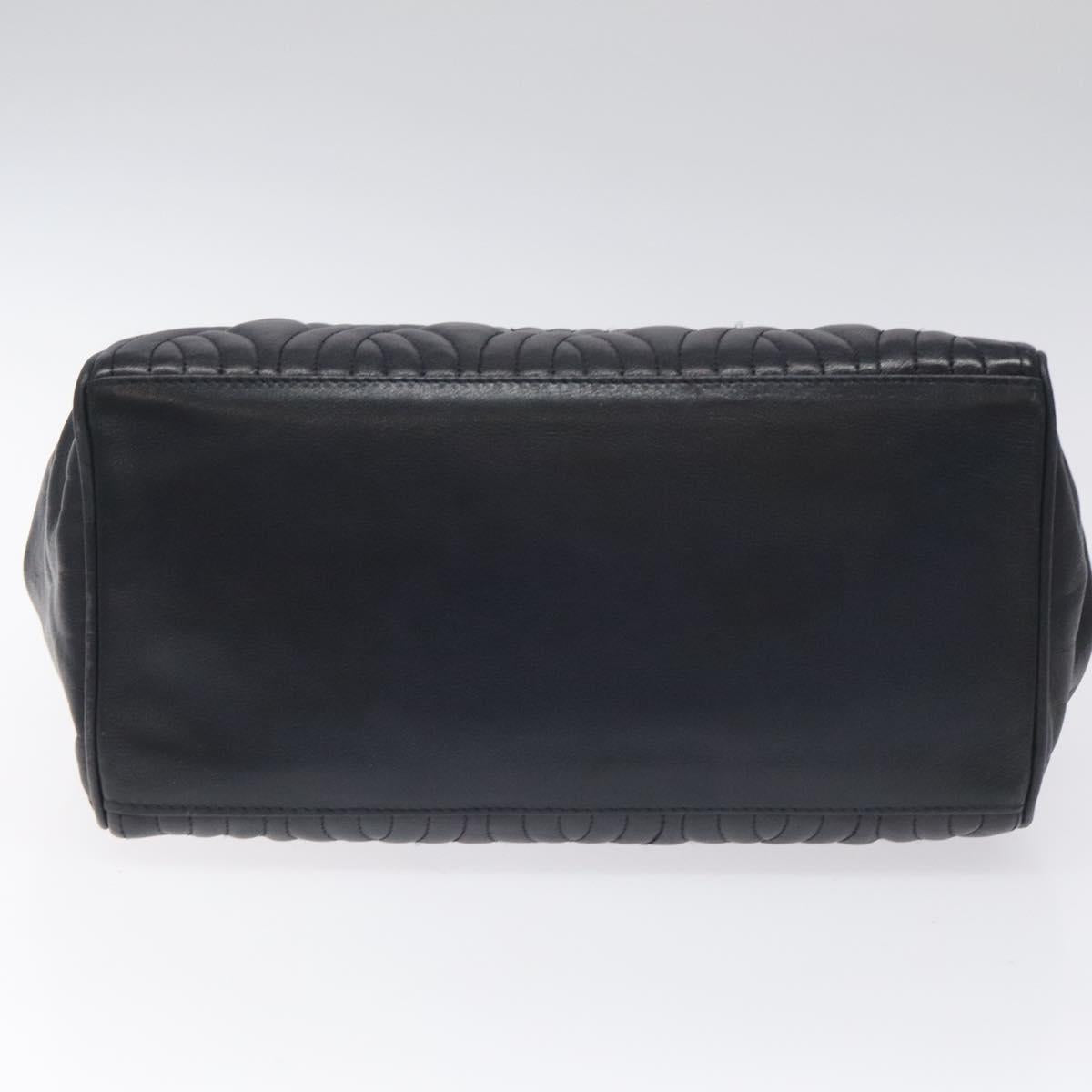 FENDI Hand Bag Leather metal Navy Gold 115547