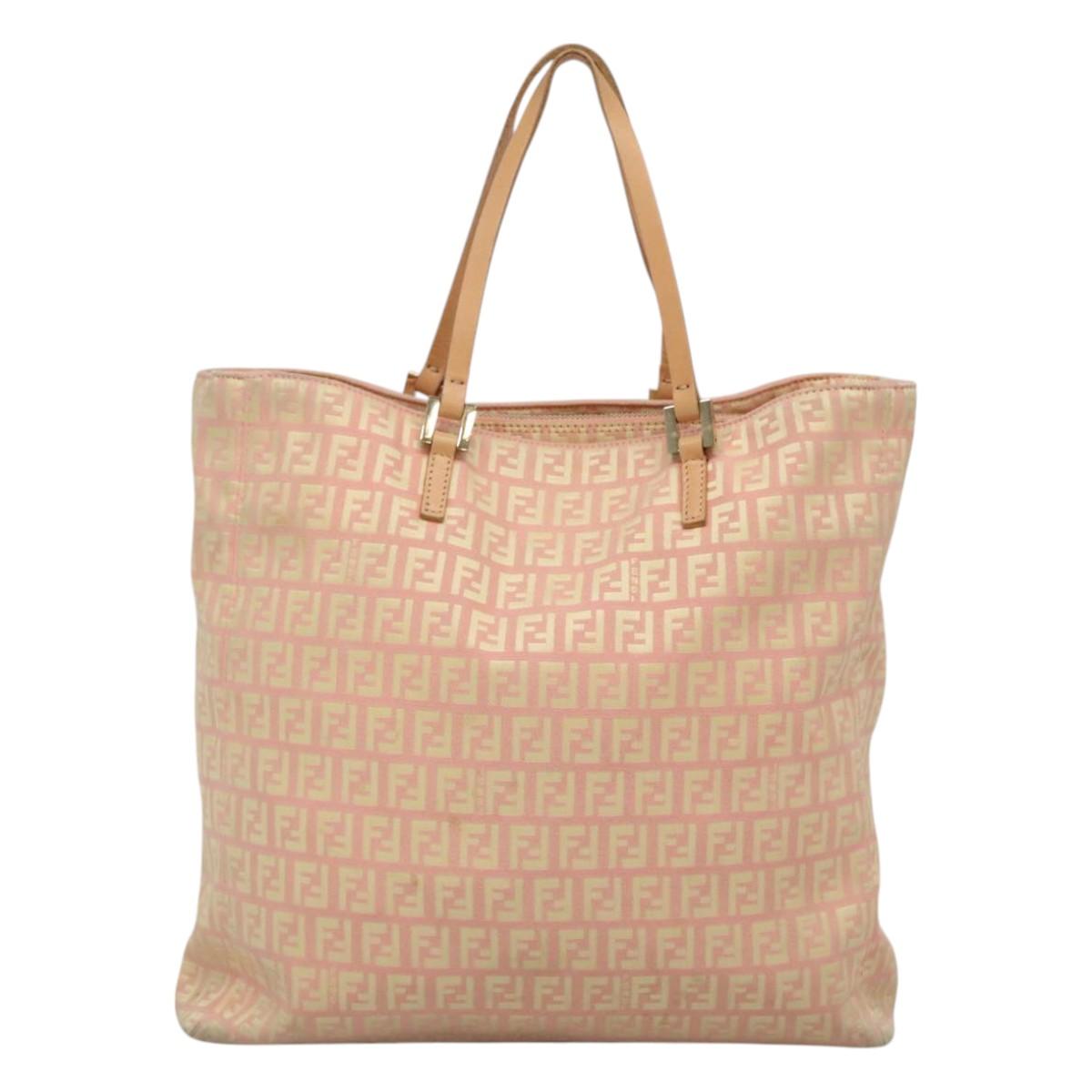 FENDI Zucchino Canvas Tote Bag Pink 115728