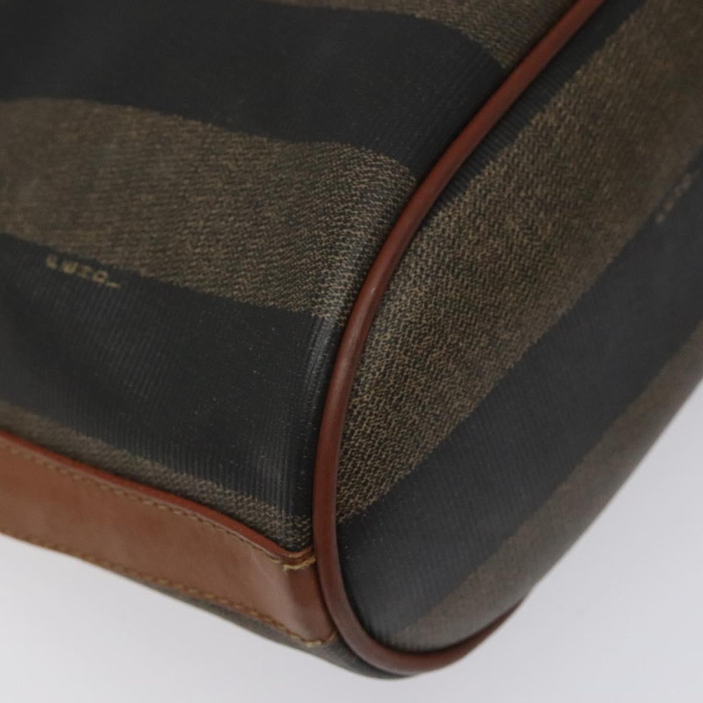 FENDI Pecan Canvas Shoulder Bag Brown Black 115751