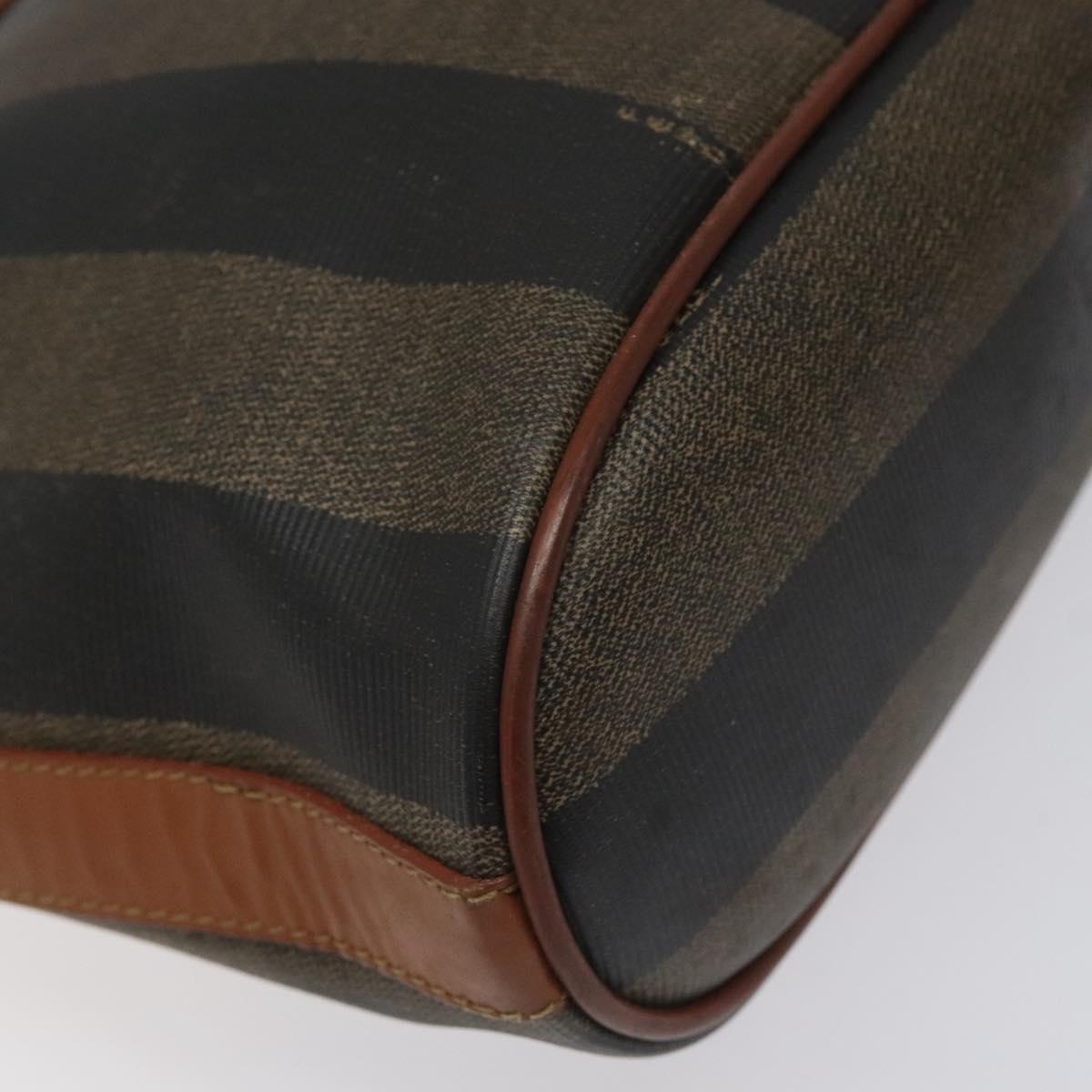 FENDI Pecan Canvas Shoulder Bag Brown Black 115751