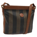 FENDI Pecan Canvas Shoulder Bag Brown Black 115751